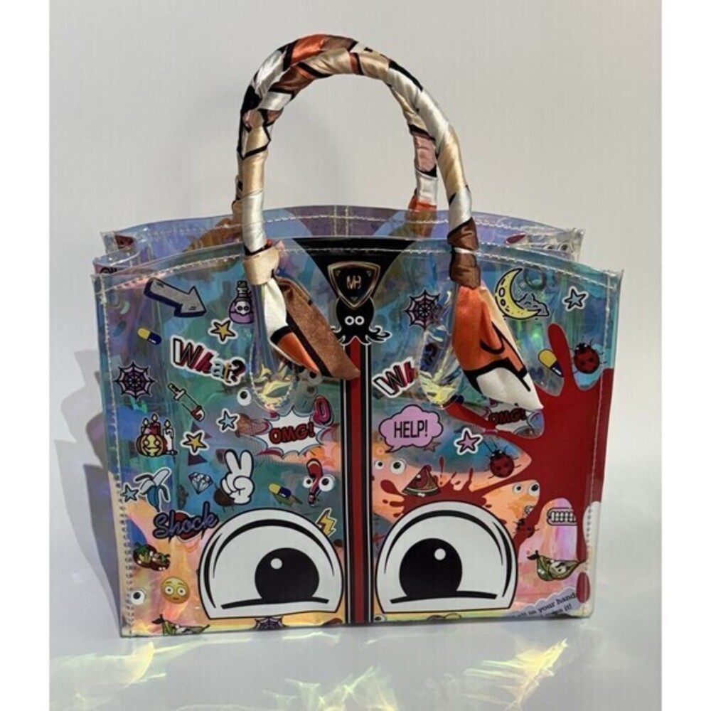 Eye Theme 1831 Stylish jelly holographic colorful concert  transparent handbag